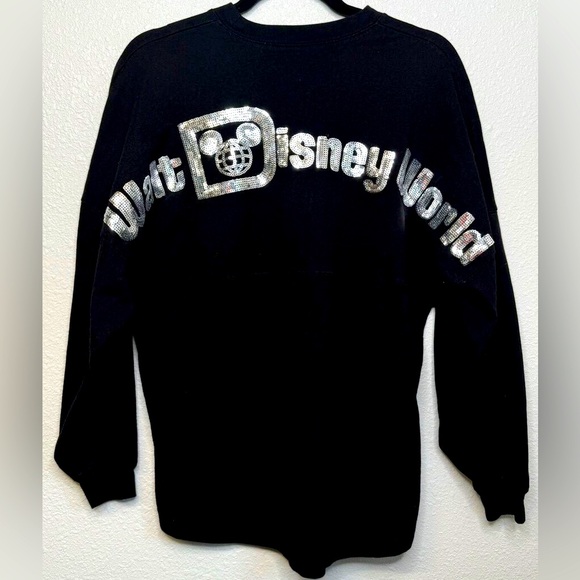 Disney Parks Walt Disney World Black Sequined Spirit Jersey, Adult Large, EUC. - Picture 1 of 3